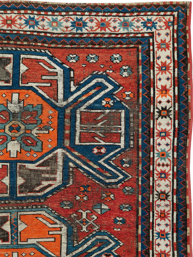 Antique Caucasian Kazak Distressed Rug, No.20529 - Gsblank