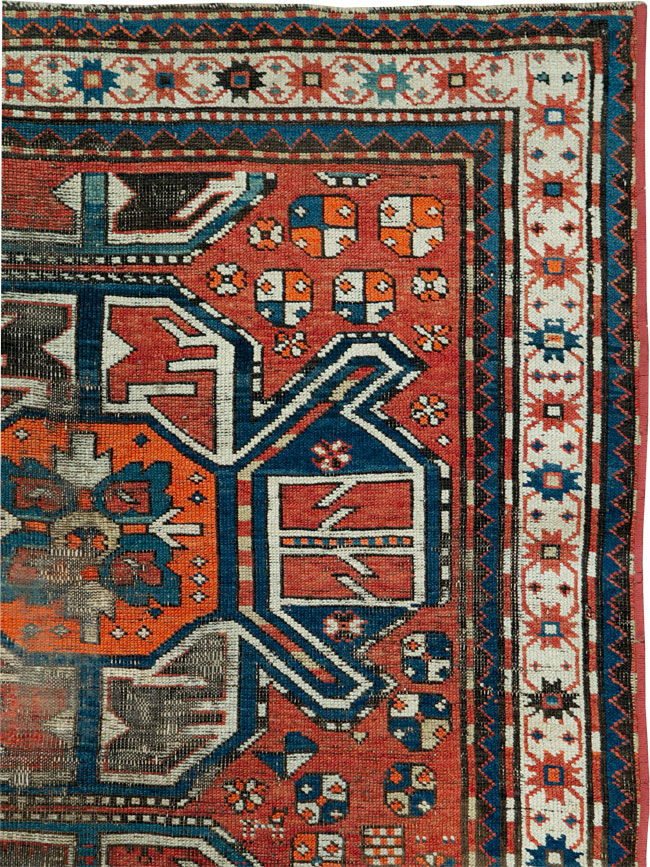 Antique Caucasian Kazak Distressed Rug, No.20529 - Gsblank