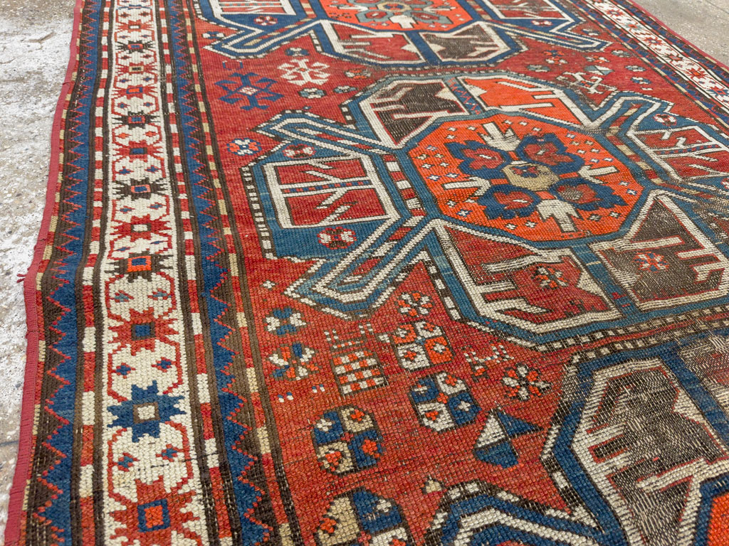 Antique Caucasian Kazak Distressed Rug, No.20529 - Gsblank