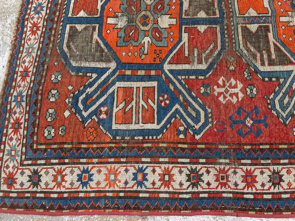 Antique Caucasian Kazak Distressed Rug, No.20529 - Gsblank