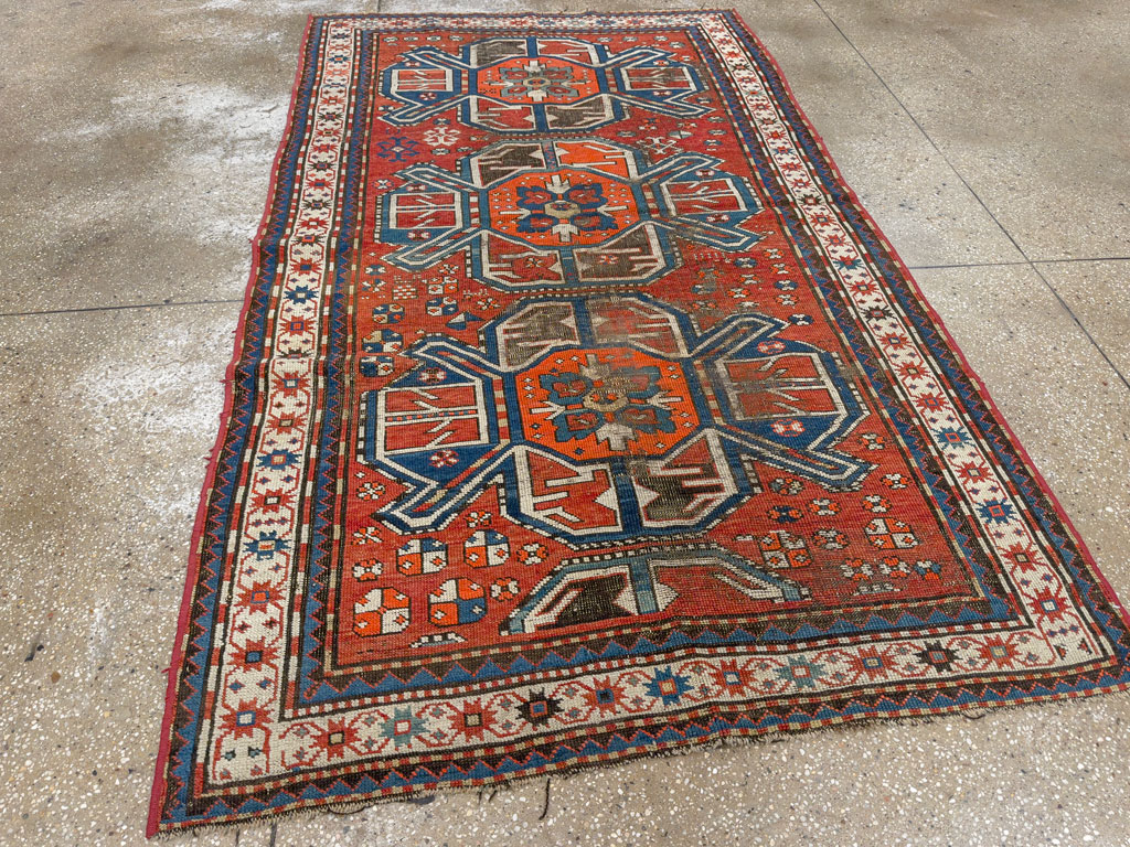 Antique Caucasian Kazak Distressed Rug, No.20529 - Gsblank