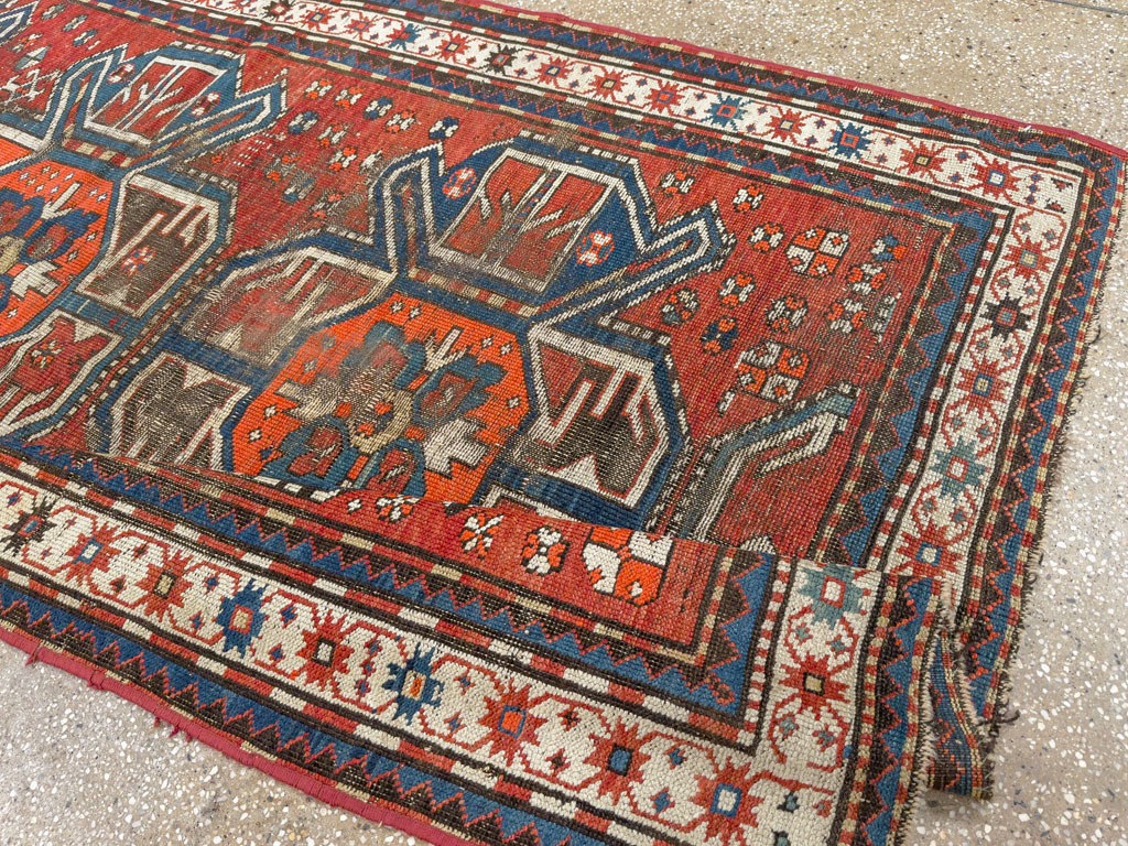Antique Caucasian Kazak Distressed Rug, No.20529 - Gsblank