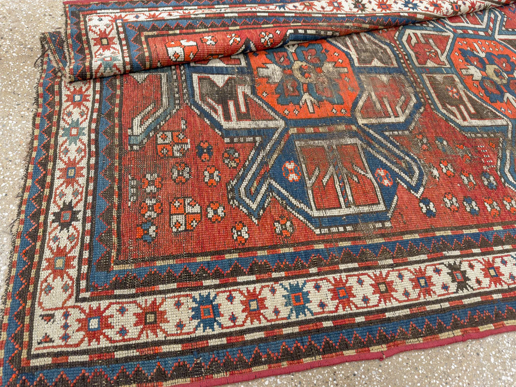 Antique Caucasian Kazak Distressed Rug, No.20529 - Gsblank