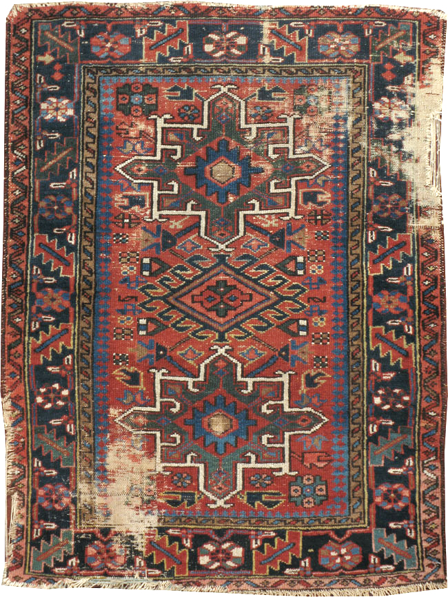 Antique Persian Karajeh Distressed Rug, No.20530 - Gsblank