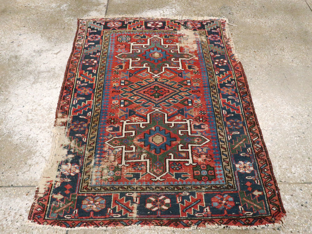 Antique Persian Karajeh Distressed Rug, No.20530 - Gsblank