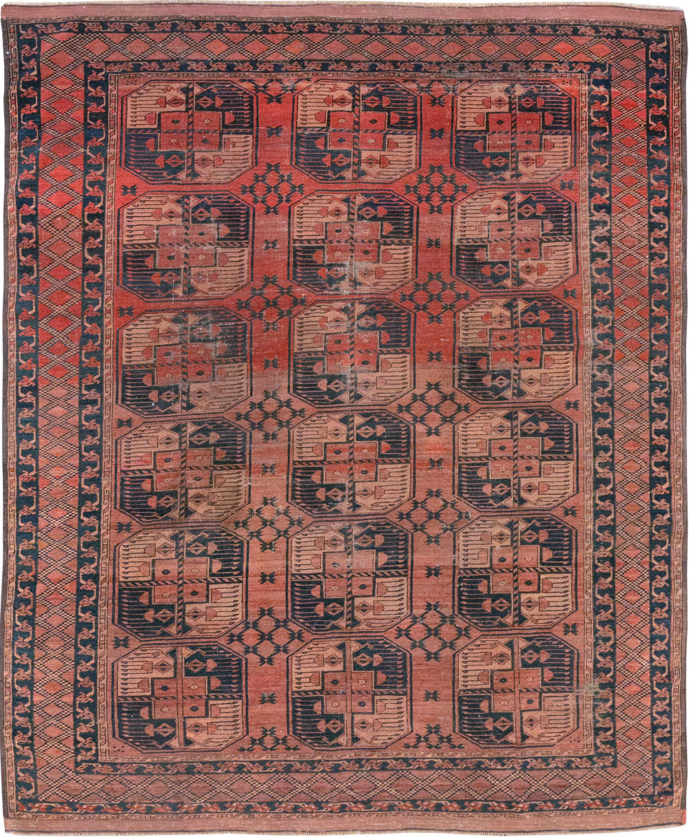 Antique Central Asian Turkoman Distressed Rug, No.20536 - Gsblank