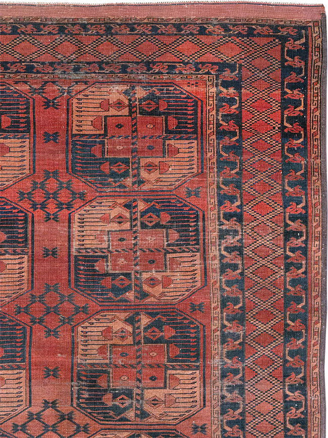 Antique Central Asian Turkoman Distressed Rug, No.20536 - Gsblank