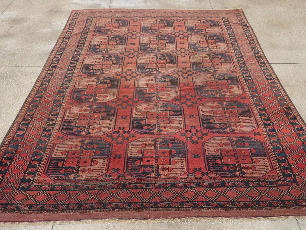 Antique Central Asian Turkoman Distressed Rug, No.20536 - Gsblank