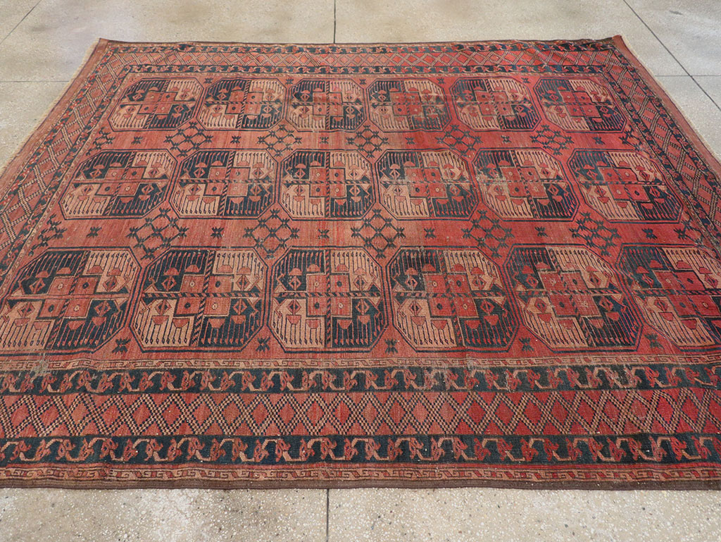 Antique Central Asian Turkoman Distressed Rug, No.20536 - Gsblank