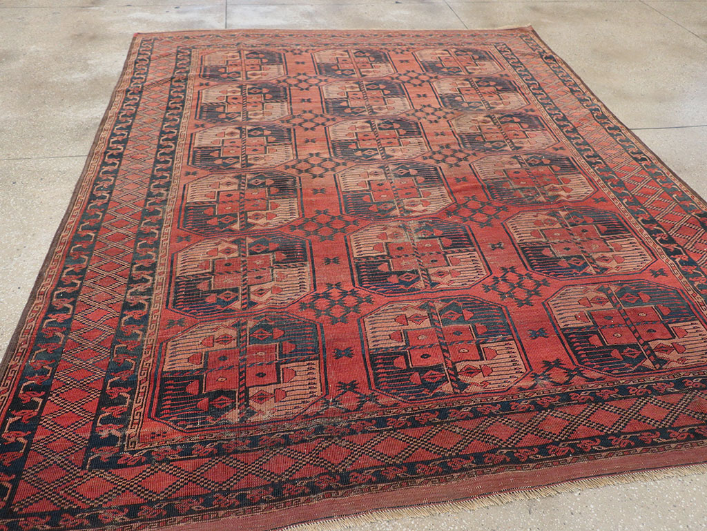 Antique Central Asian Turkoman Distressed Rug, No.20536 - Gsblank