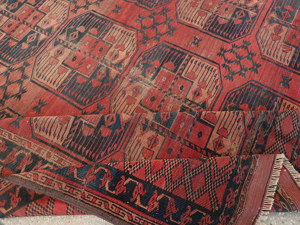 Antique Central Asian Turkoman Distressed Rug, No.20536 - Gsblank