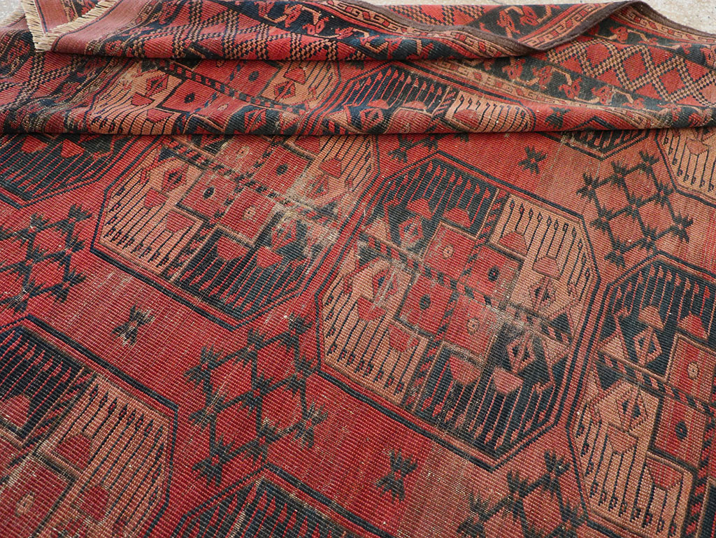 Antique Central Asian Turkoman Distressed Rug, No.20536 - Gsblank