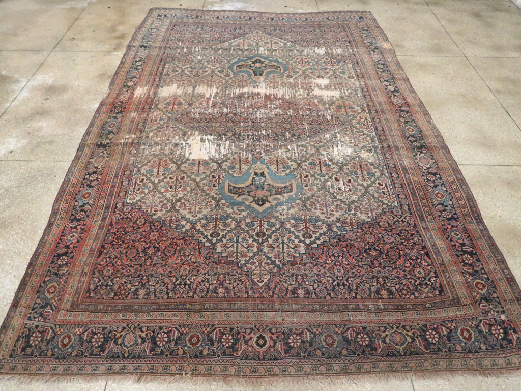 Antique Persian Bidjar Distressed Carpet, No.20569 - Gsblank