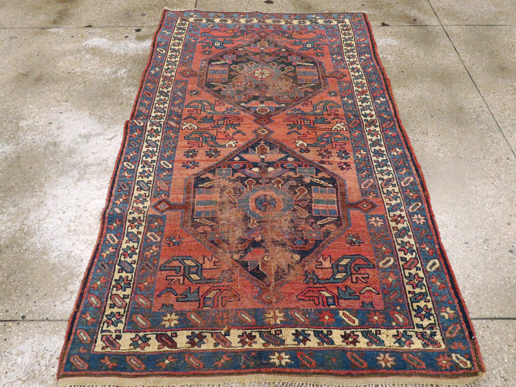 Antique Persian Kurdish Distressed Rug, No.20571 - Gsblank