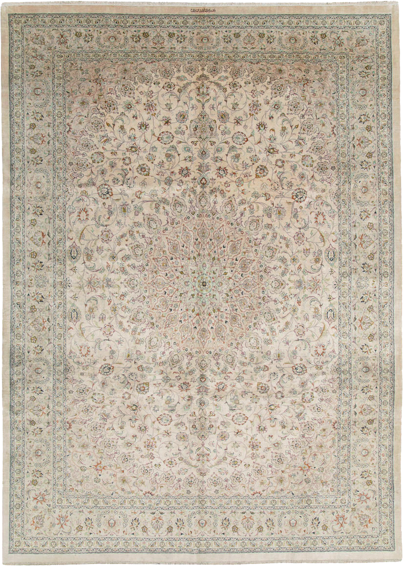 Vintage Persian Kashan Silk Carpet, No.20595 - Gsblank
