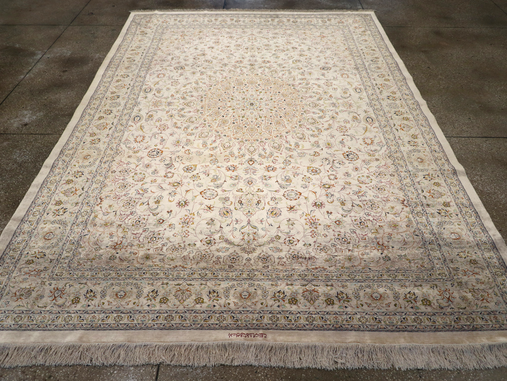 Vintage Persian Kashan Silk Carpet, No.20595 - Gsblank