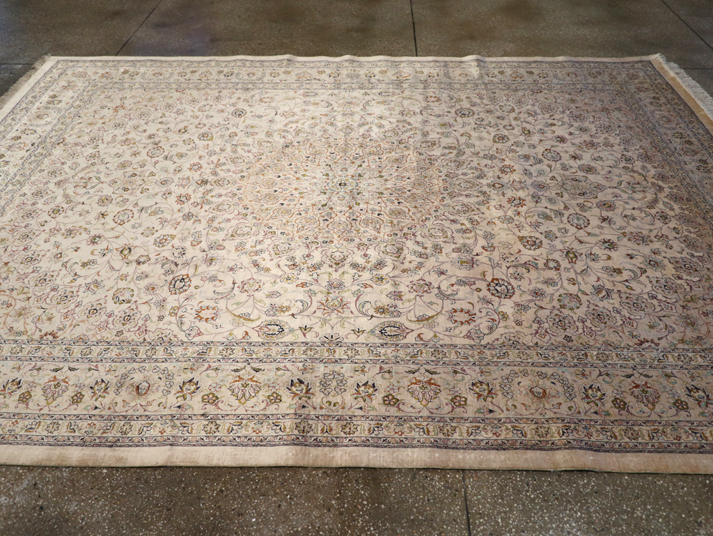 Vintage Persian Kashan Silk Carpet, No.20595 - Gsblank