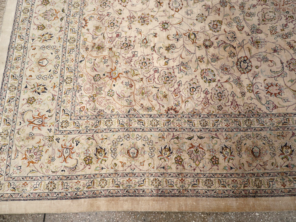 Vintage Persian Kashan Silk Carpet, No.20595 - Gsblank