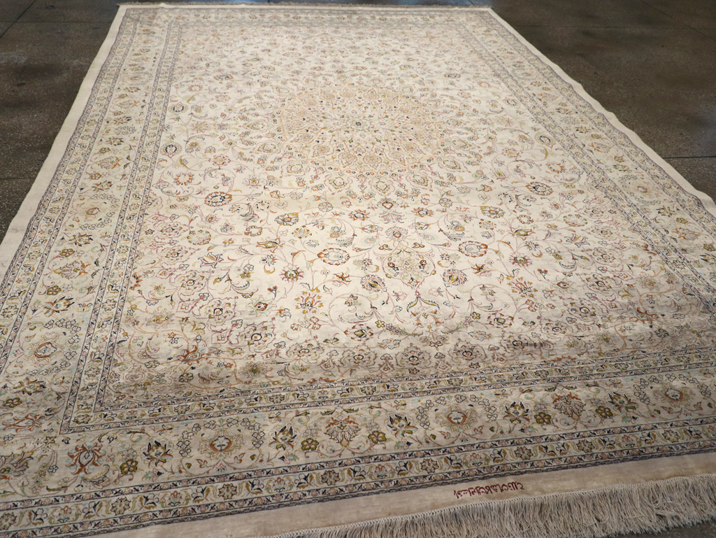 Vintage Persian Kashan Silk Carpet, No.20595 - Gsblank