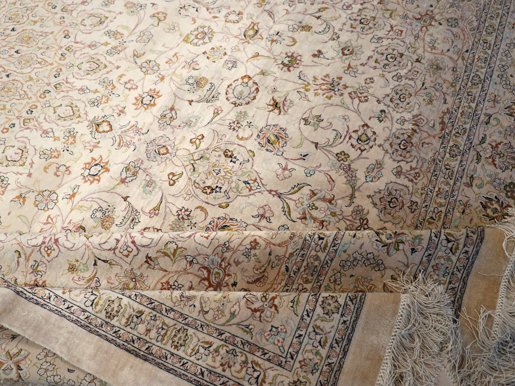 Vintage Persian Kashan Silk Carpet, No.20595 - Gsblank
