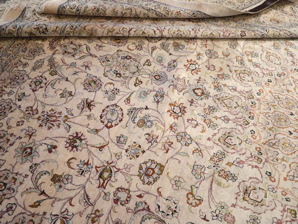 Vintage Persian Kashan Silk Carpet, No.20595 - Gsblank