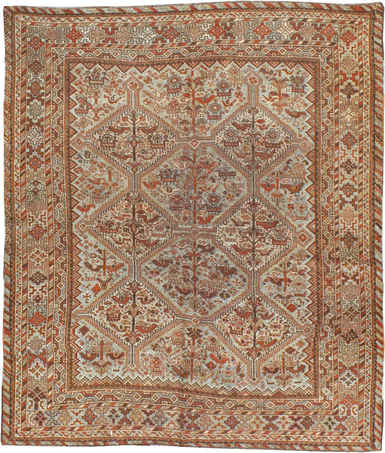 Antique Persian Shiraz Square Rug, No.20706 - Gsblank
