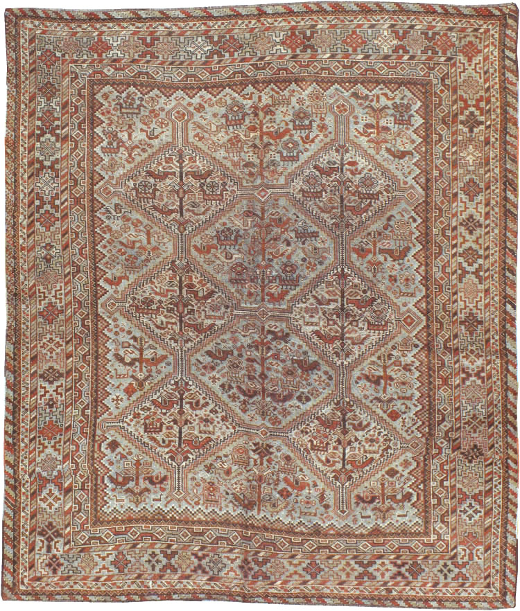 Antique Persian Shiraz Square Rug, No.20706 - Gsblank