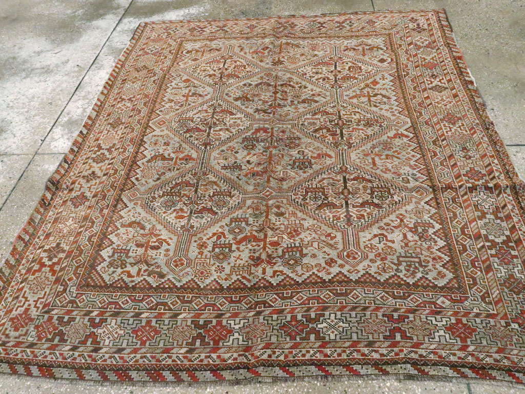 Antique Persian Shiraz Square Rug, No.20706 - Gsblank
