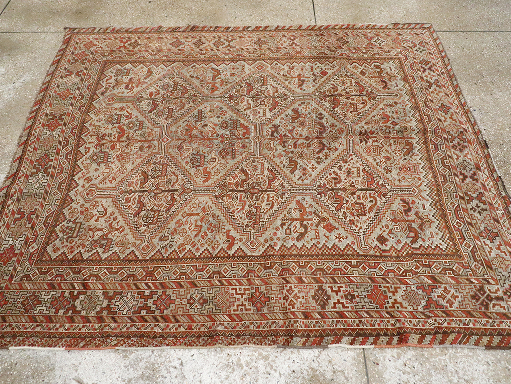 Antique Persian Shiraz Square Rug, No.20706 - Gsblank