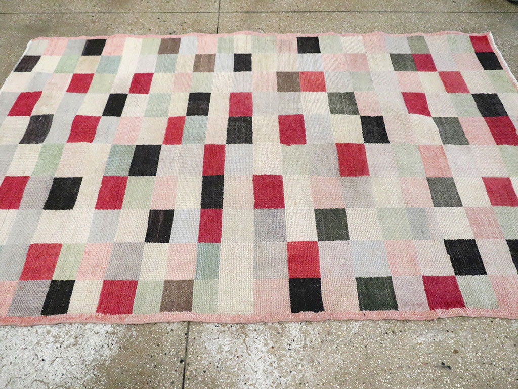 Vintage Turkish Art Deco Accent Carpet, No.20813 - Gsblank
