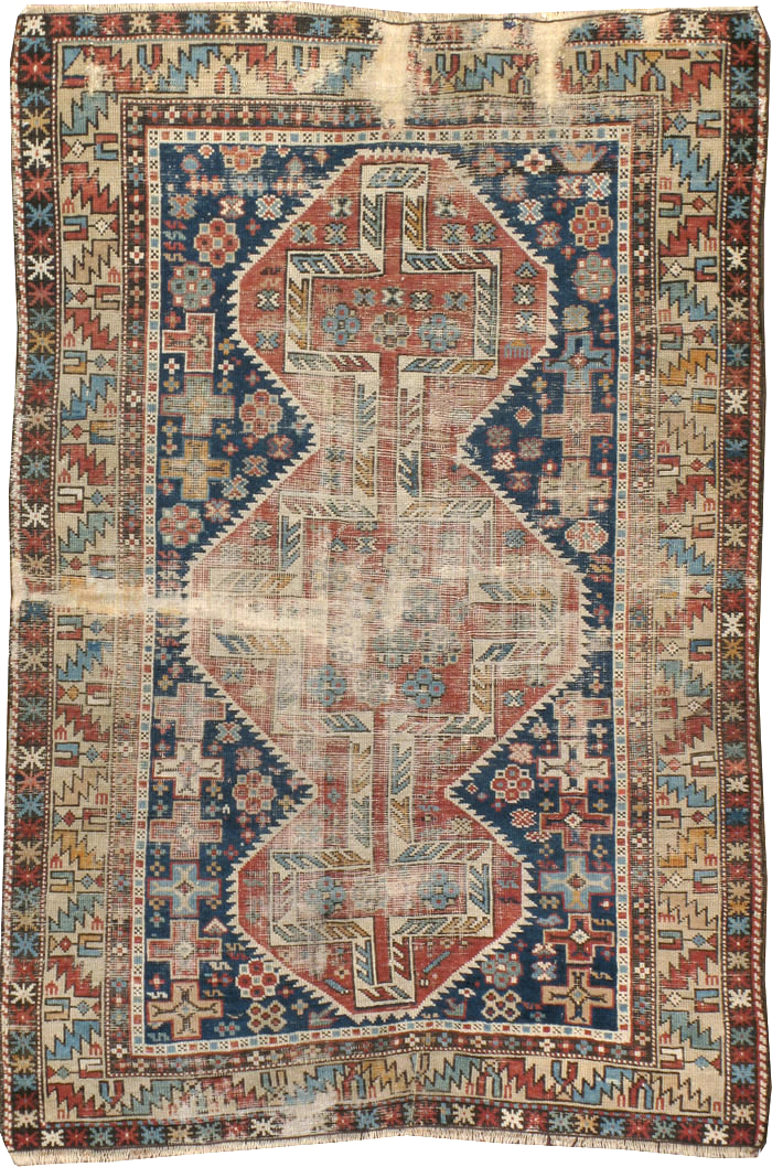 Antique Caucasian Kuba Distressed Rug, No.20859 - Gsblank