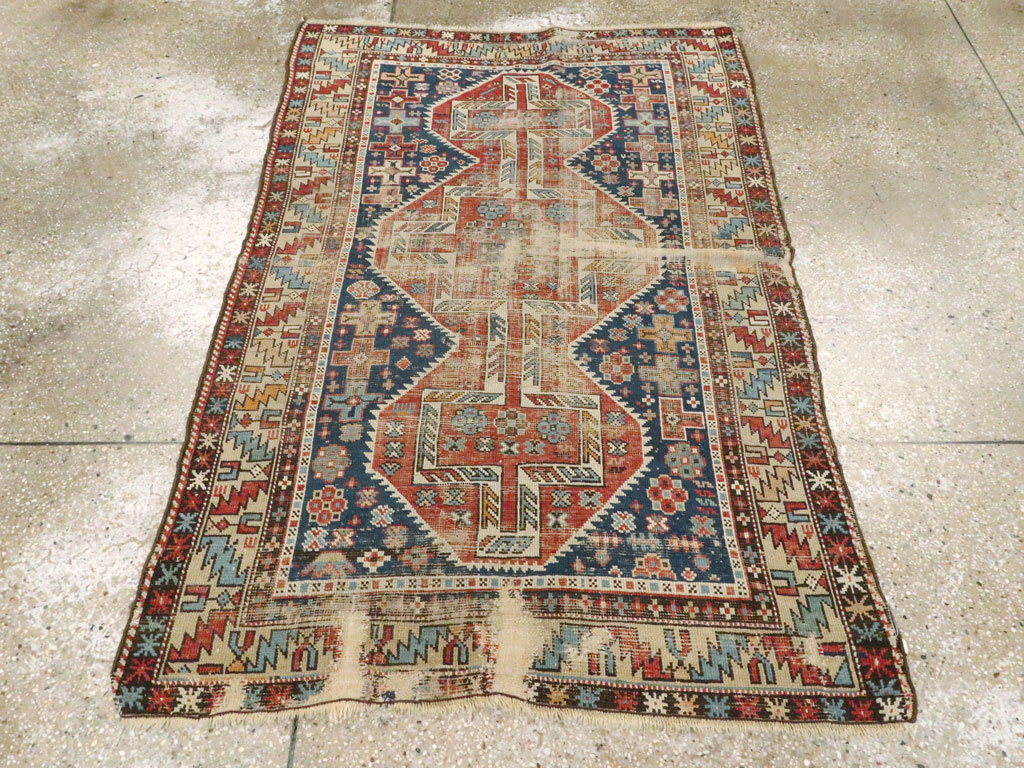 Antique Caucasian Kuba Distressed Rug, No.20859 - Gsblank