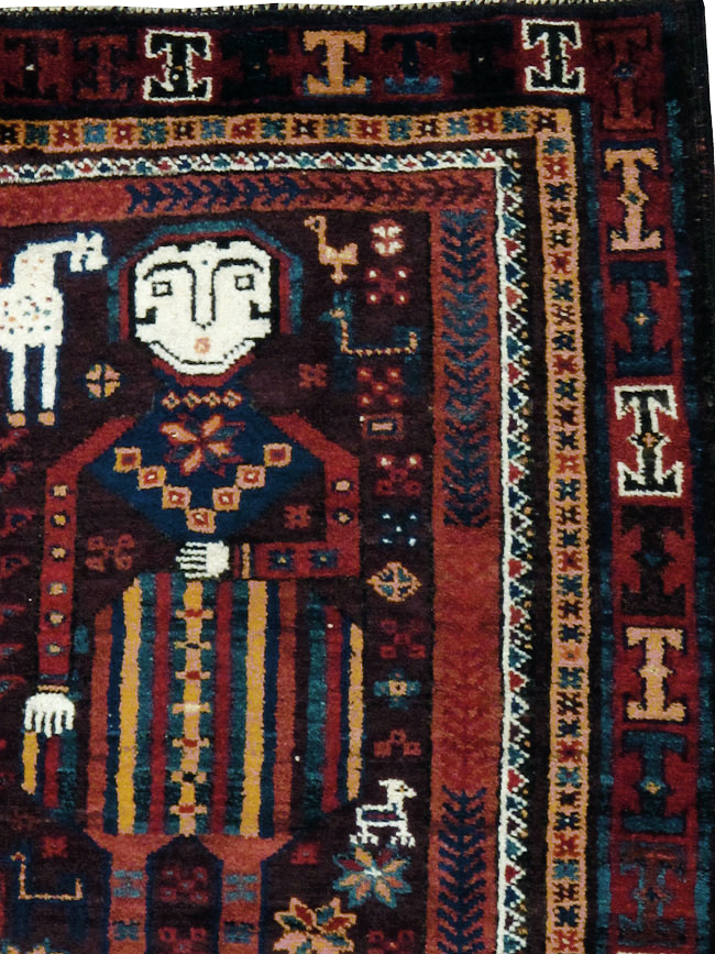 Vintage Persian Baluch Pictorial Rug, No.20886 - Gsblank