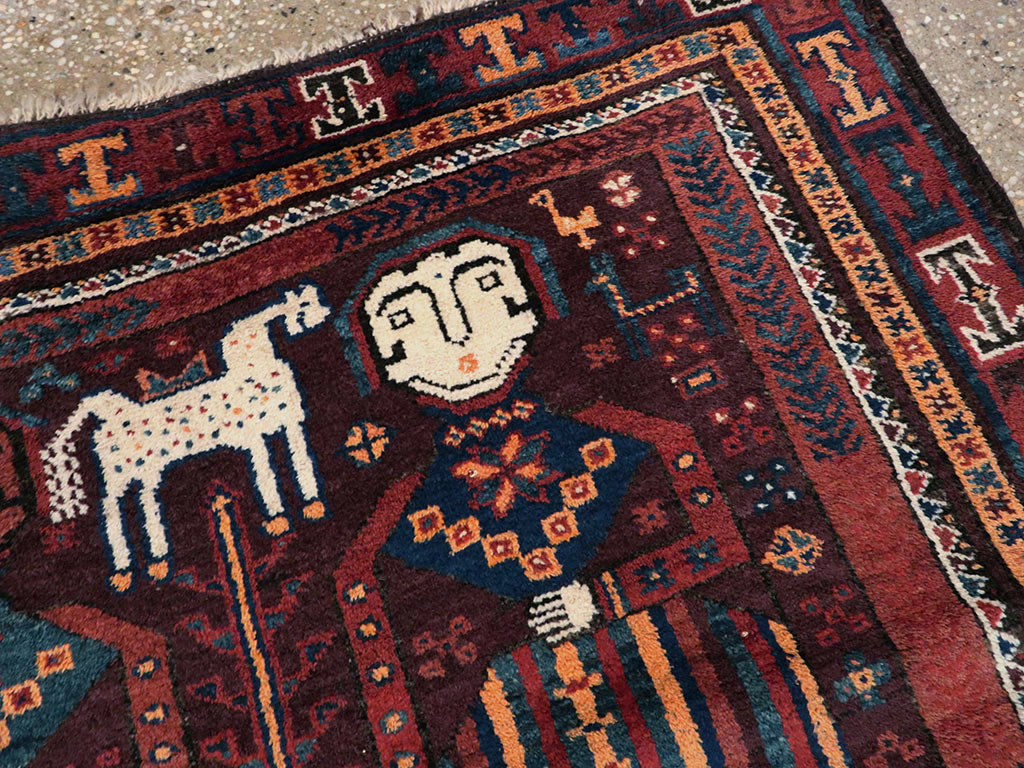 Vintage Persian Baluch Pictorial Rug, No.20886 - Gsblank