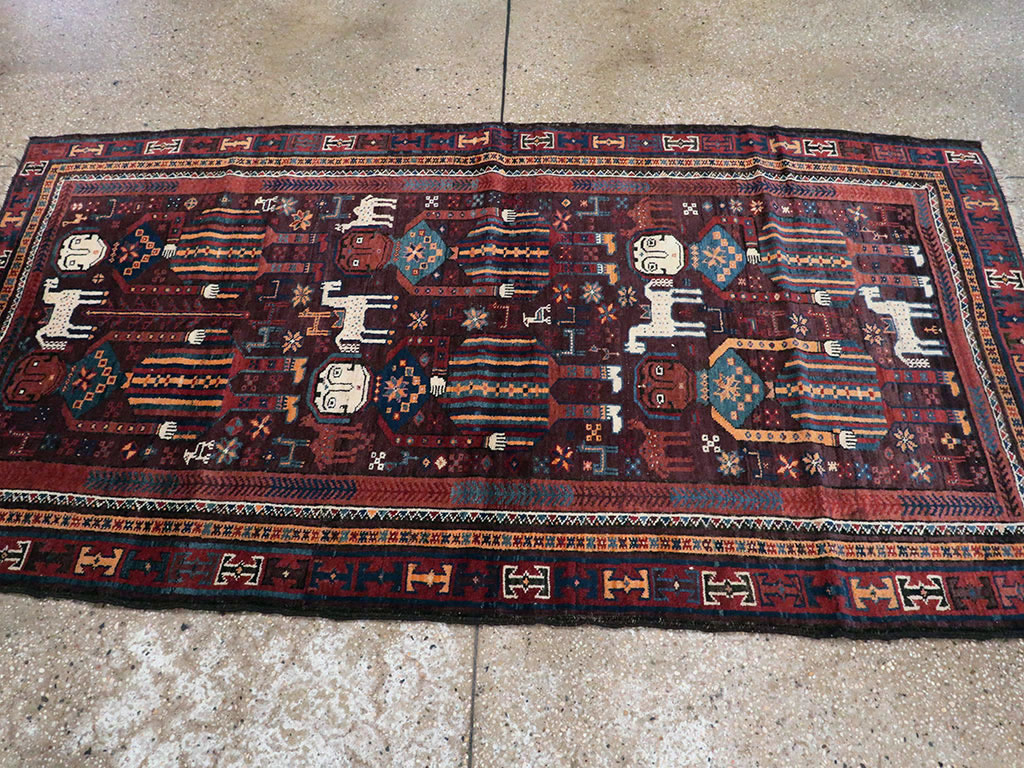 Vintage Persian Baluch Pictorial Rug, No.20886 - Gsblank