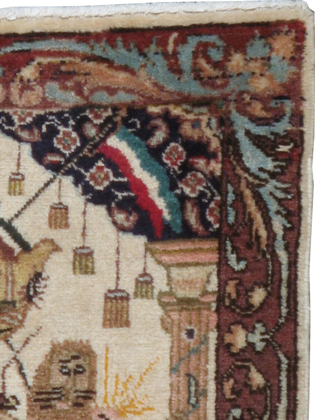 Vintage Persian Tabriz Pictorial Rug, No.20906 - Gsblank