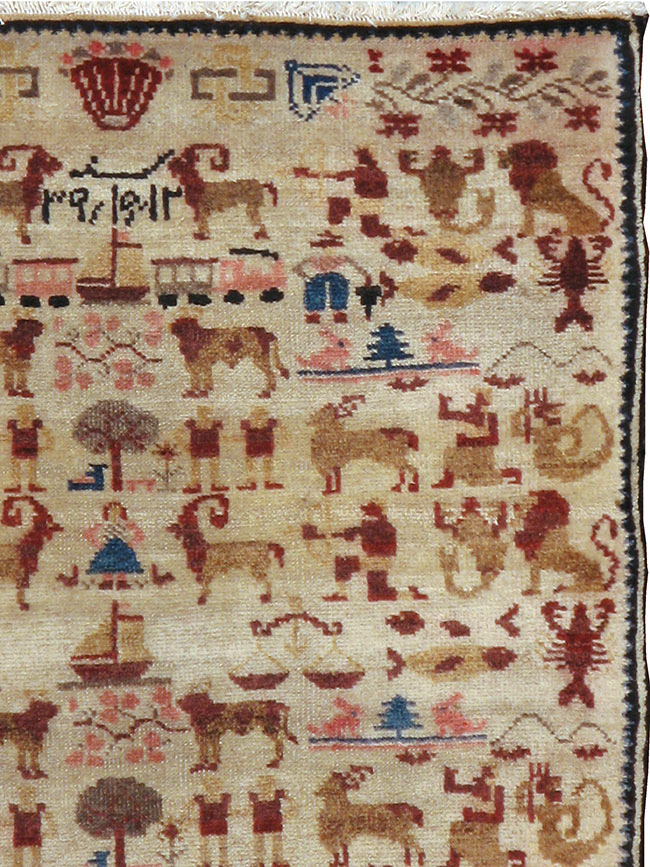 Vintage Persian Hamadan Pictorial Rug, No.20907 - Gsblank