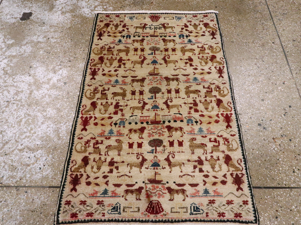 Vintage Persian Hamadan Pictorial Rug, No.20907 - Gsblank