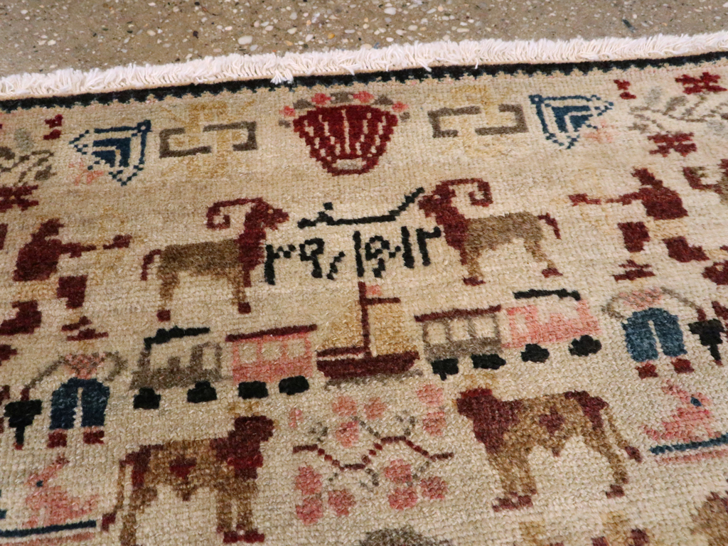 Vintage Persian Hamadan Pictorial Rug, No.20907 - Gsblank