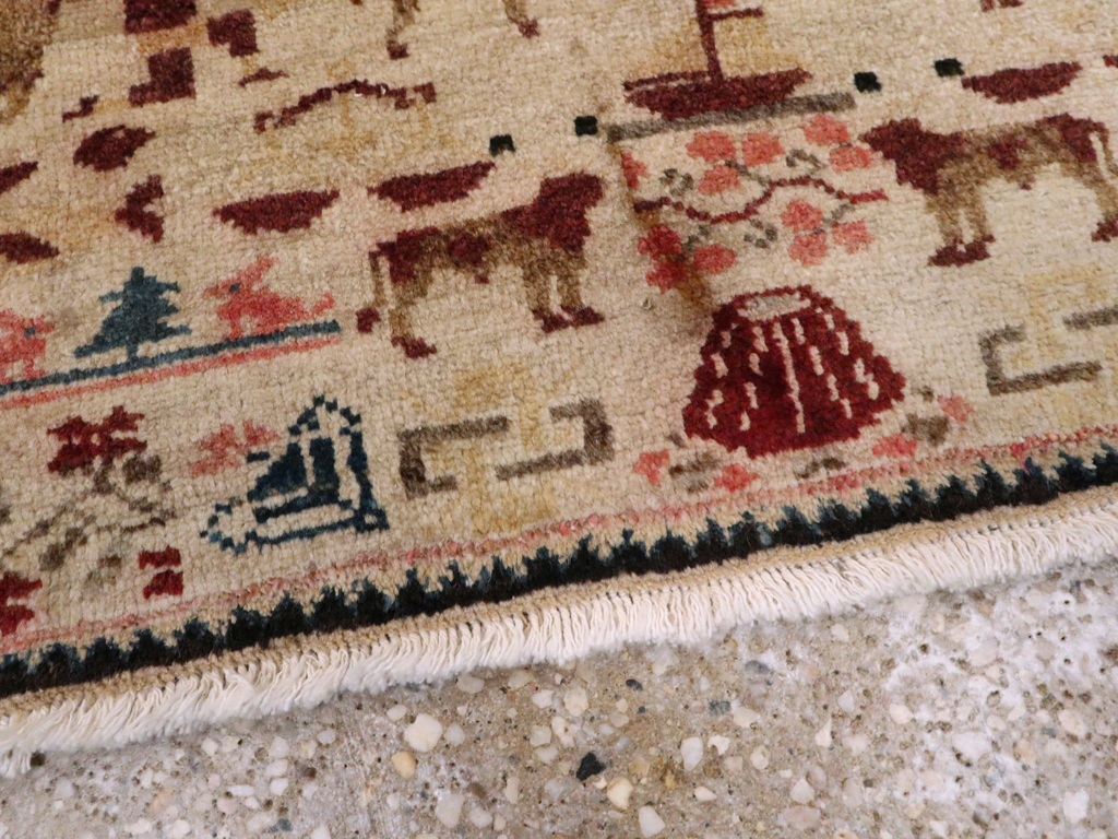 Vintage Persian Hamadan Pictorial Rug, No.20907 - Gsblank