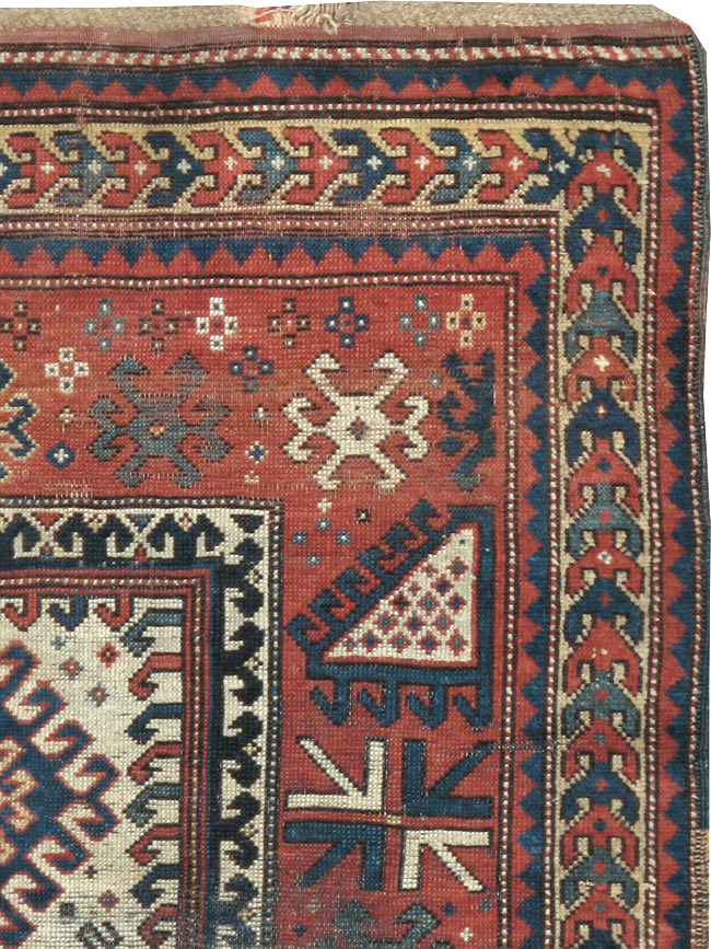 Antique Caucasian Kazak Distressed Rug, No.20954 - Gsblank