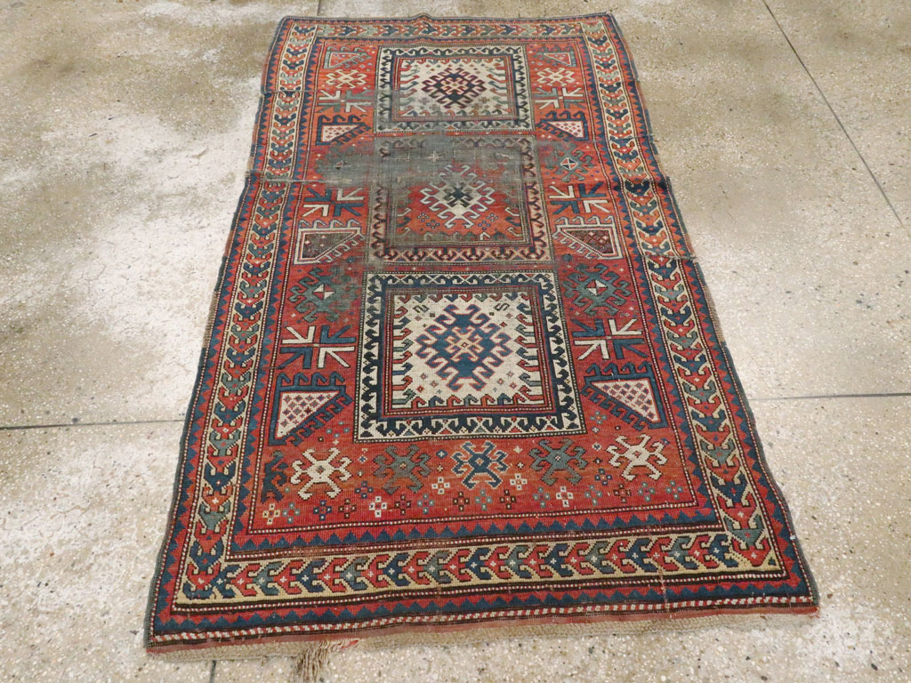 Antique Caucasian Kazak Distressed Rug, No.20954 - Gsblank