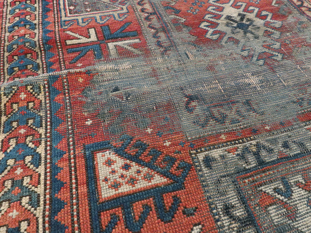 Antique Caucasian Kazak Distressed Rug, No.20954 - Gsblank
