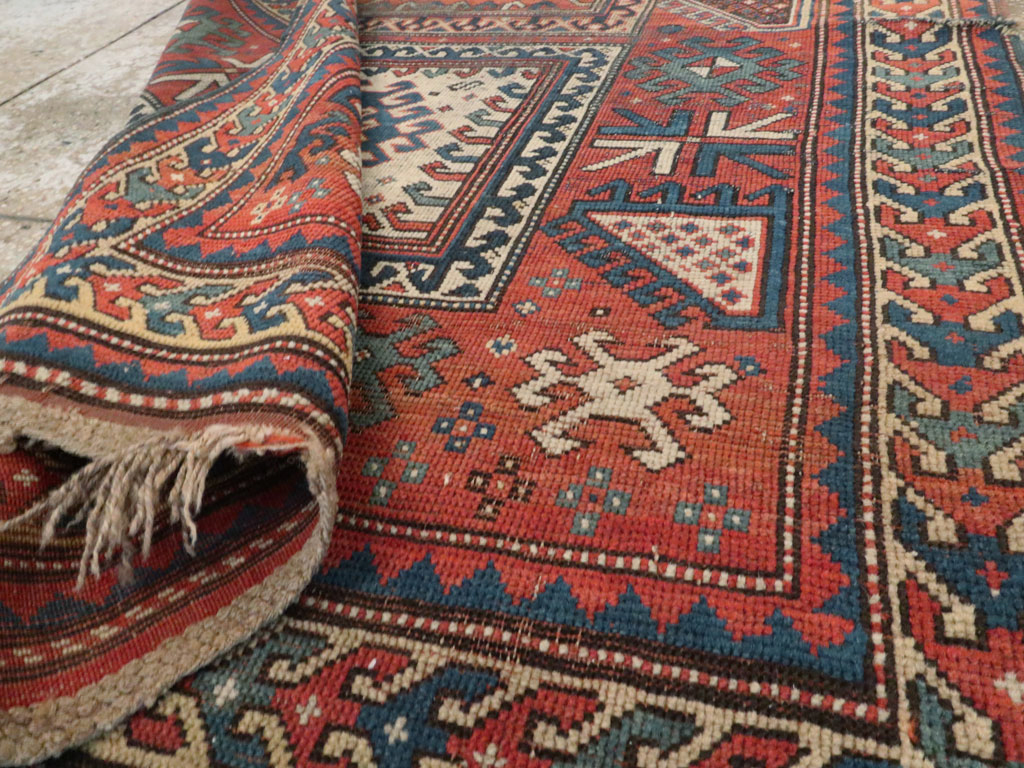 Antique Caucasian Kazak Distressed Rug, No.20954 - Gsblank