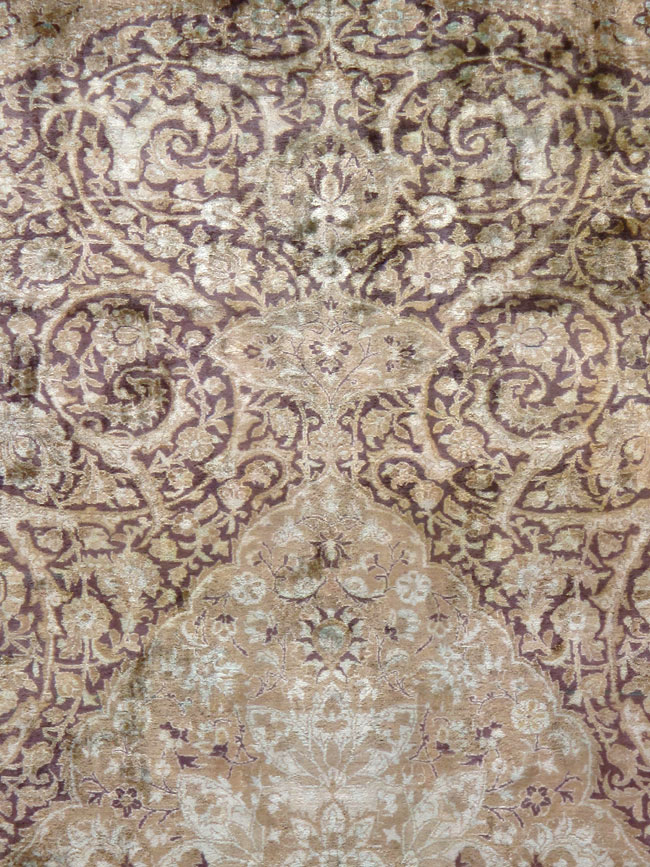 Antique Persian Kashan Silk Carpet, No.20986 - Gsblank