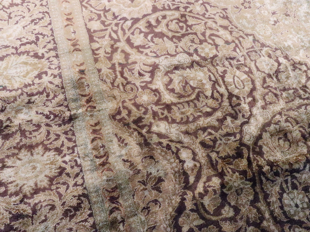 Antique Persian Kashan Silk Carpet, No.20986 - Gsblank