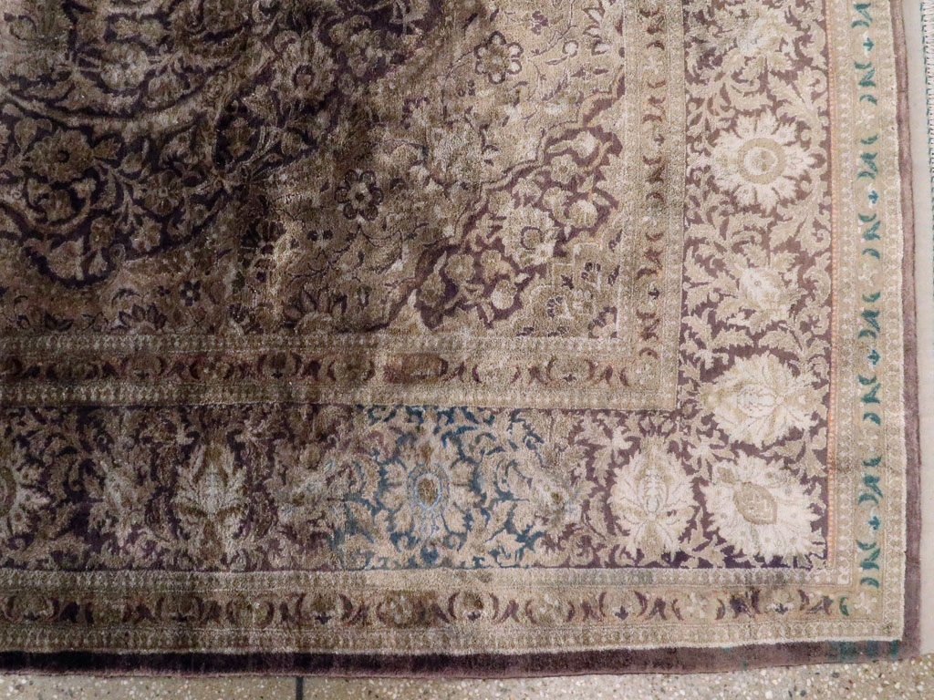 Antique Persian Kashan Silk Carpet, No.20986 - Gsblank