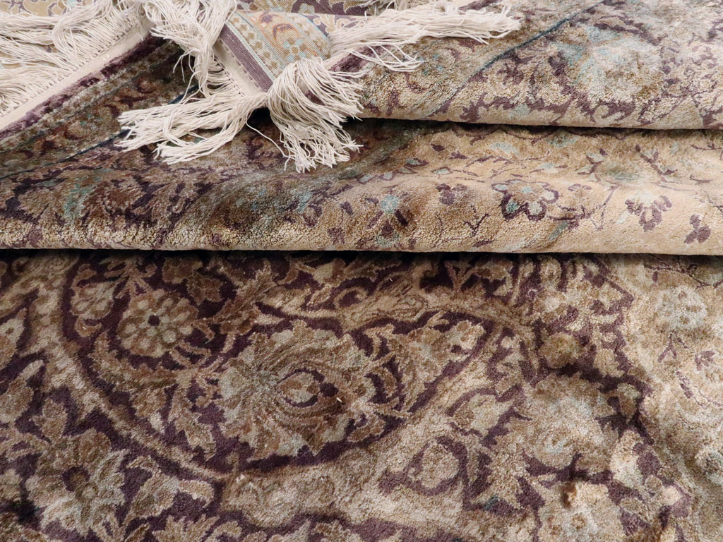 Antique Persian Kashan Silk Carpet, No.20986 - Gsblank