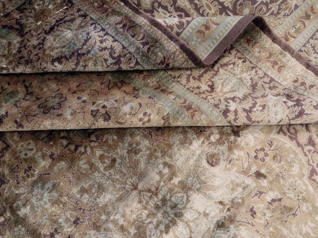 Antique Persian Kashan Silk Carpet, No.20986 - Gsblank