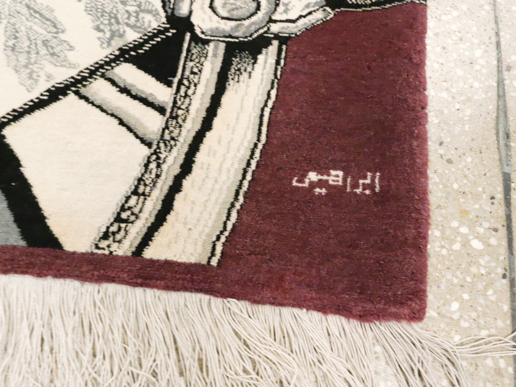 Vintage Persian Tabriz Pictorial Rug, No.21007 - Gsblank